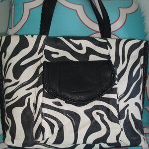 Aimee Kestenberg All For Love Tote Signature Zebra Print Genuine Leather NEW